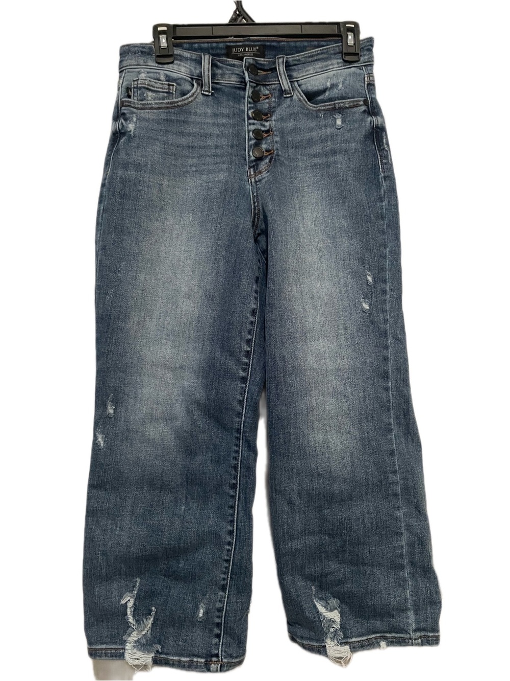 Judy Blue Medium Faded Blue High-Rise Wide Leg Button-Fly Jeans